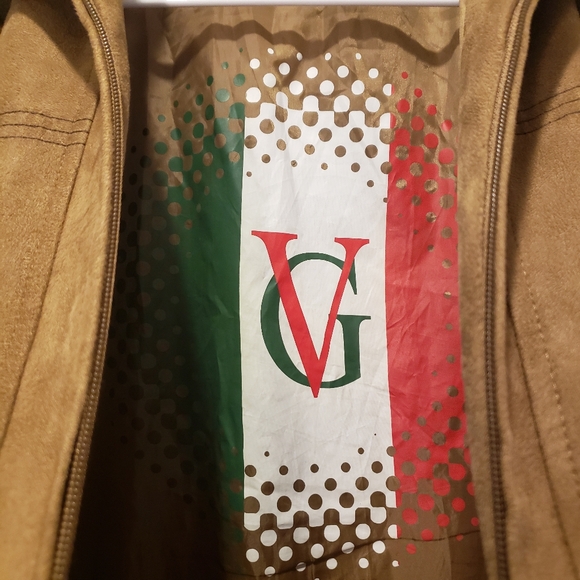 VG Collection Womens Aviator Pilot Jacket Faux Suede Shearling Collar M Italy - Picture 5 of 9